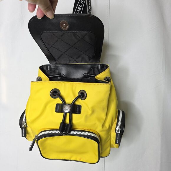 Michael Kors Abbey Lg Cargo Nylon Backpack Yellow Black Casual Preppy Colorful - Picture 11 of 14